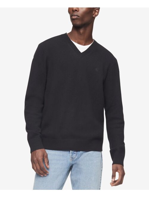 Calvin Klein Men's Solid V-Neck Merino Wool Sweater