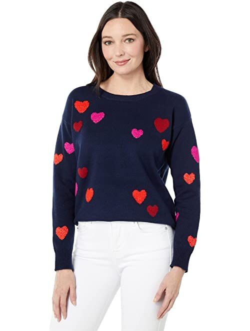 Draper James Multi Heart Crew Neck Sweater