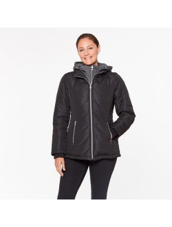 Women's d.e.t.a.i.l.s Hooded Fleece-Bib Puffer Jacket