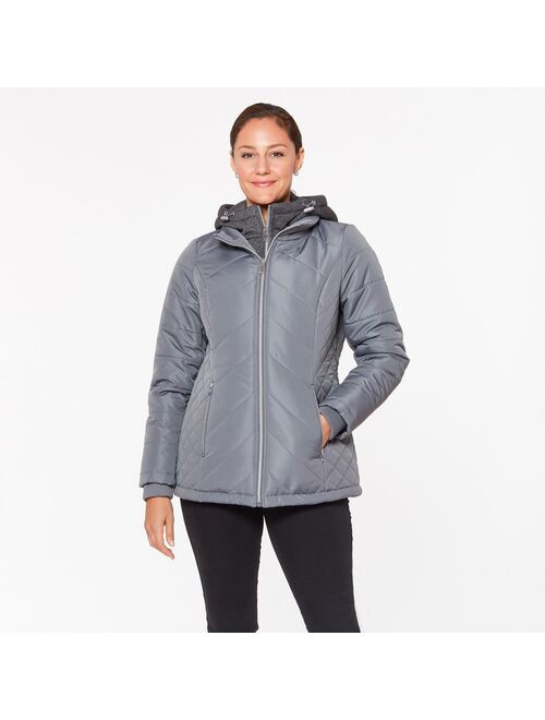 Women's d.e.t.a.i.l.s Hooded Fleece-Bib Puffer Jacket