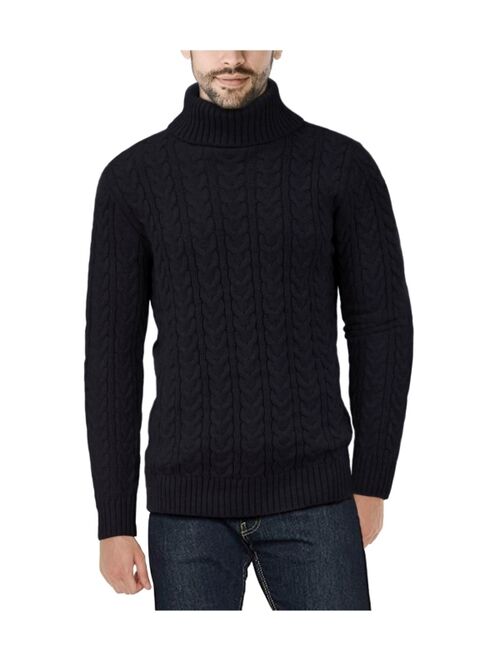 X-Ray Men's Cable Knit Roll Neck Sweater