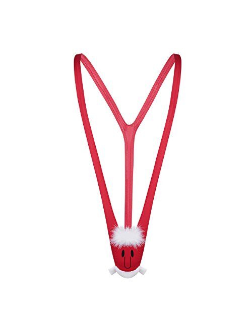 ACSUSS Men's Christmas Gag Gift Santa Mankini Sling Shot Suspender Thong Bodysuit