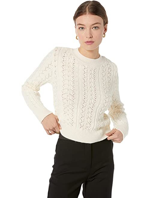 MANGO Olive Pearl Embellished Sweater