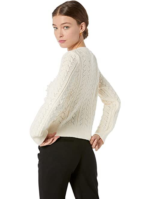 MANGO Olive Pearl Embellished Sweater