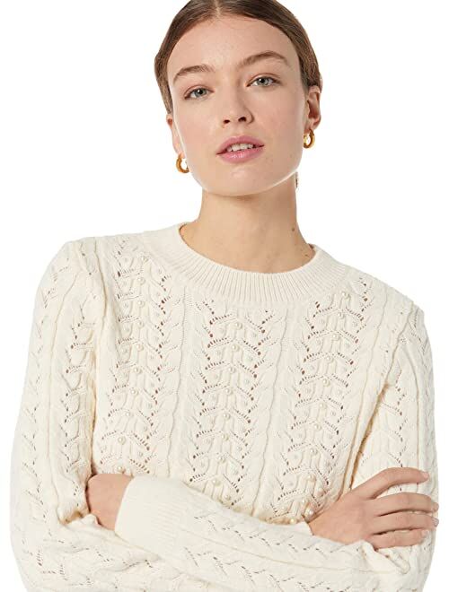 MANGO Olive Pearl Embellished Sweater