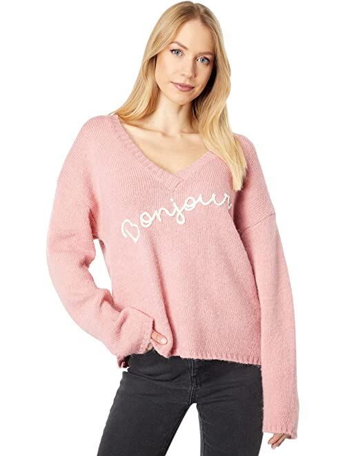 Wildfox Bonjour Prudence V-Neck Sweater