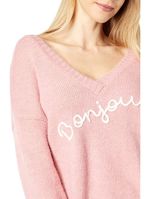 Wildfox Bonjour Prudence V-Neck Sweater