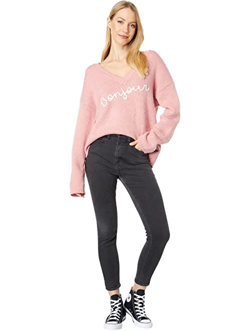 Wildfox Bonjour Prudence V-Neck Sweater