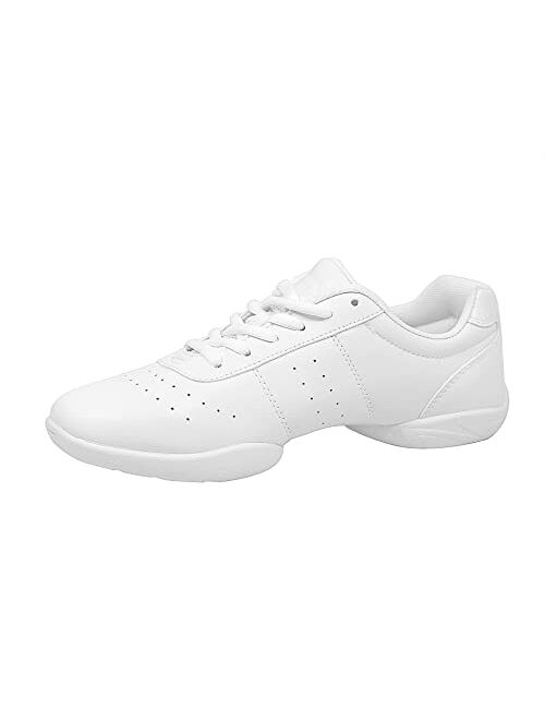 LANDHIKER Cheer Shoes Women White Girls Dance Shoes Cheerleading Fashion Sports Shoes Tennis Training Athletic Shoes Flats