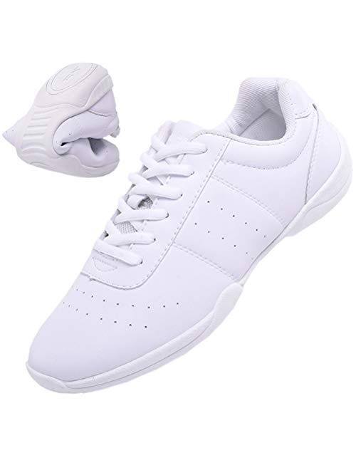 DADAWEN Adult & Youth White Cheerleading Shoe Athletic Sport Training Competition Tennis Sneakers Cheer Shoes