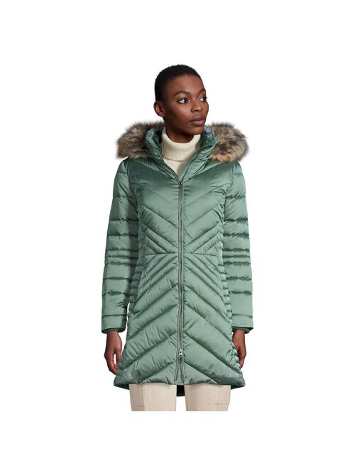 Women's Lands' End Faux-Fur Hood Insulated Plush Winter Coat