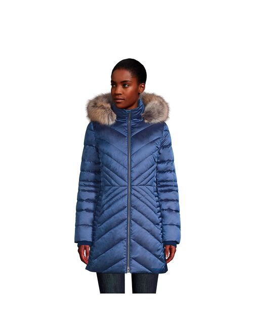 Women's Lands' End Faux-Fur Hood Insulated Plush Winter Coat