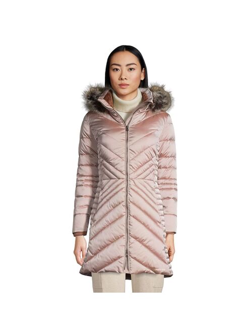 Women's Lands' End Faux-Fur Hood Insulated Plush Winter Coat