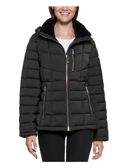 Calvin Klein Women's Faux-Fur-Trim Hooded Puffer Coat, Created for Macy's