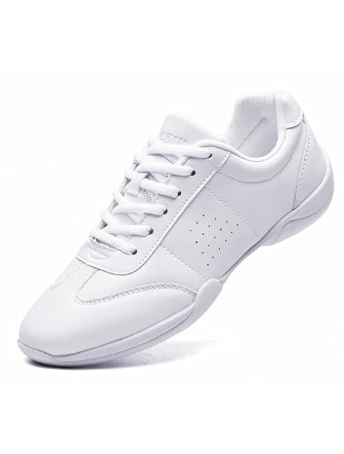 kkdom Adult & Youth White Cheerleading Shoe Athletic Dance Shoes Tennis Sneakers Sport Training Cheer Shoes