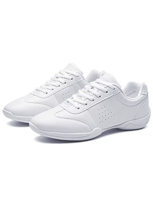 DADAWEN Adult & Youth White Cheerleading Shoe Athletic Sport Dance Shoes Training Competition Tennis Sneakers Cheer Shoes