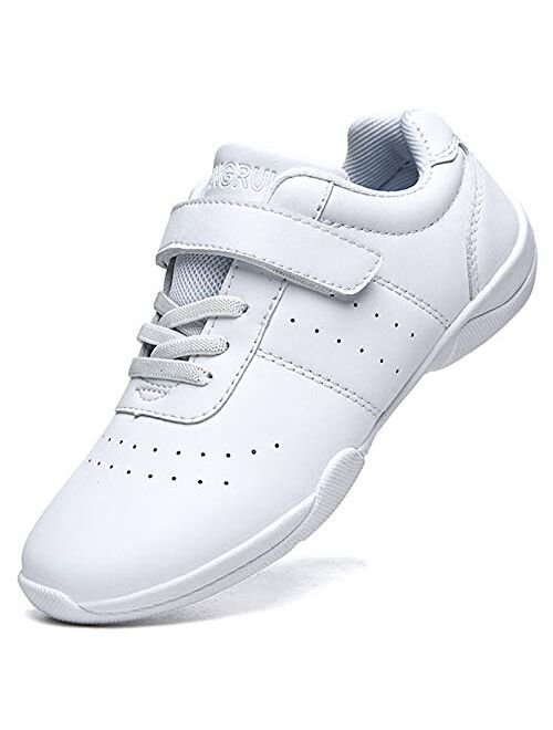 WUIWUIYU Girls Hook-and-Loop School Cheerleading Jazz Dance Yoga Sports Shoes Competition Training Sneakers