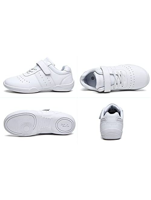 WUIWUIYU Girls Hook-and-Loop School Cheerleading Jazz Dance Yoga Sports Shoes Competition Training Sneakers