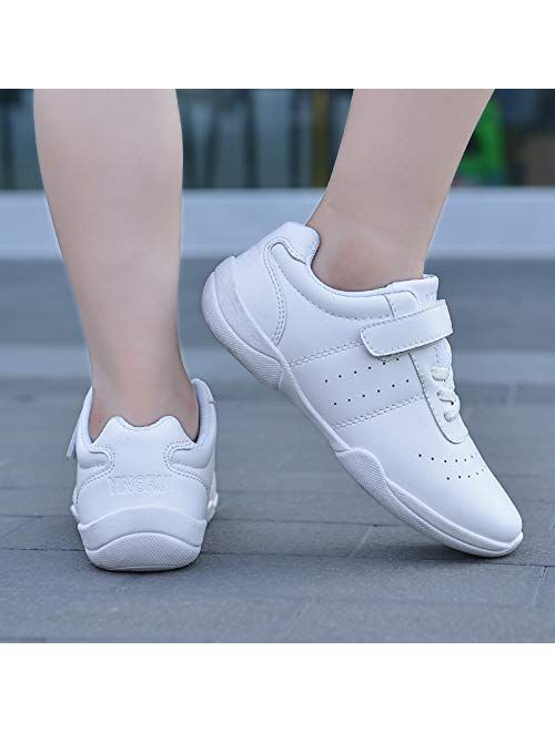 WUIWUIYU Girls Hook-and-Loop School Cheerleading Jazz Dance Yoga Sports Shoes Competition Training Sneakers