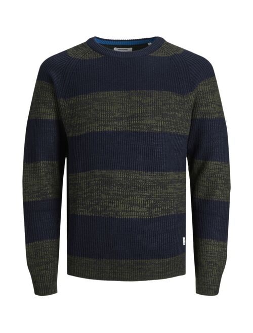 Jack & Jones Men's Pannel Stripe Knit Crew Neck Sweater