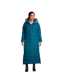 Plus Size Lands' End Faux-Fur Hood Quilted Down Maxi Coat