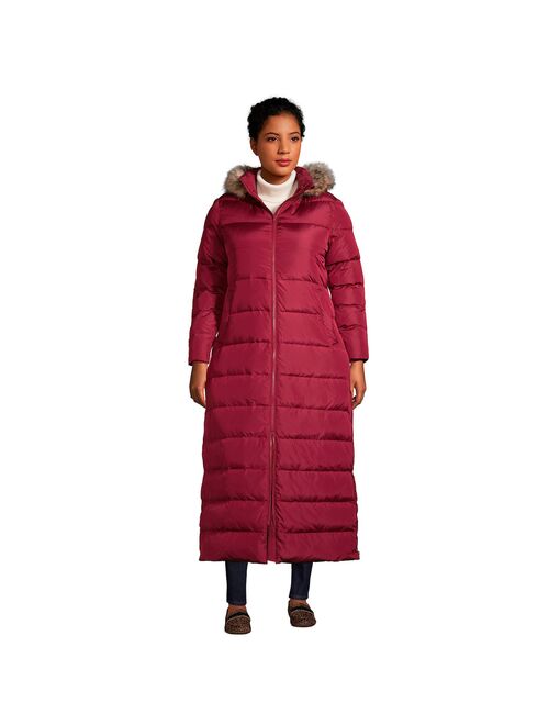 Plus Size Lands' End Faux-Fur Hood Quilted Down Maxi Coat