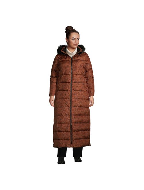 Plus Size Lands' End Faux-Fur Hood Quilted Down Maxi Coat