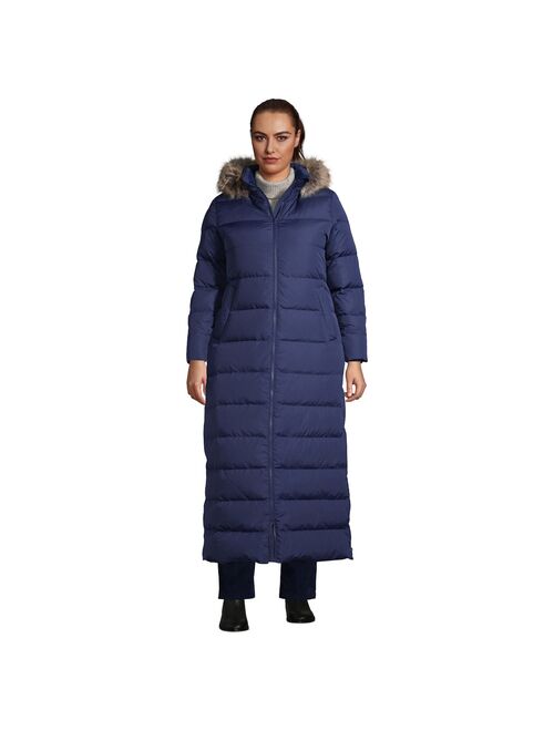 Plus Size Lands' End Faux-Fur Hood Quilted Down Maxi Coat