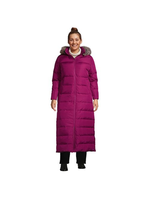 Plus Size Lands' End Faux-Fur Hood Quilted Down Maxi Coat