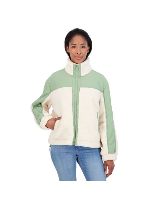 Juniors' Sebby Reversible Mixed Media Sherpa Jacket