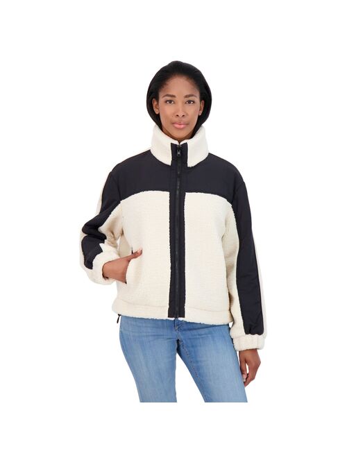 Juniors' Sebby Reversible Mixed Media Sherpa Jacket