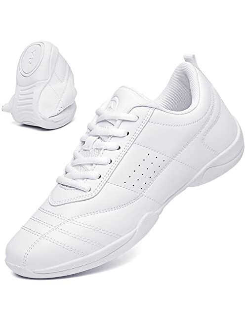 DADAWEN Cheer Shoes for Women White Cheerleading Dance Shoes Girls Tennis Sneakers Athletic Sport Training Shoes