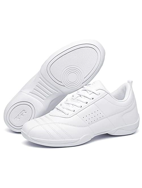 DADAWEN Cheer Shoes for Women White Cheerleading Dance Shoes Girls Tennis Sneakers Athletic Sport Training Shoes