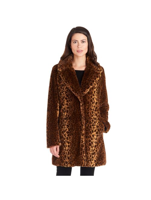 Women's Fleet Street Faux-Fur Leopard Print Coat