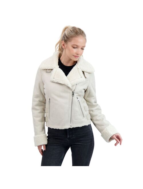 Juniors' Sebby Shearling Moto Jacket