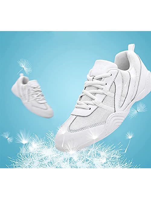 DADAWEN Cheer Shoes for Girls White Cheerleading Shoes Athletic Training Tennis Walking Sneakers for Women