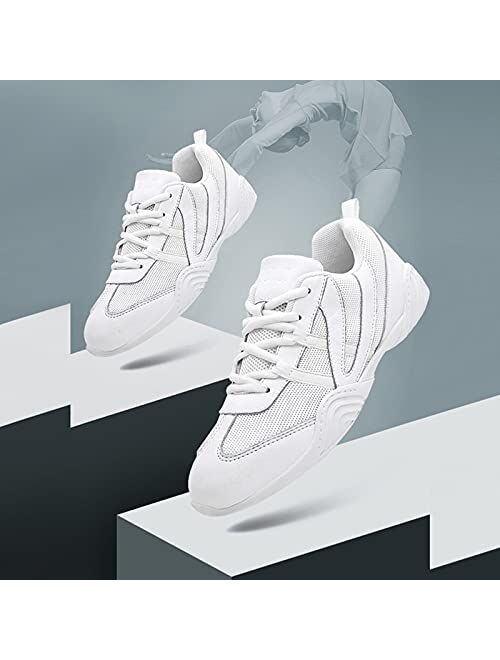 DADAWEN Cheer Shoes for Girls White Cheerleading Shoes Athletic Training Tennis Walking Sneakers for Women