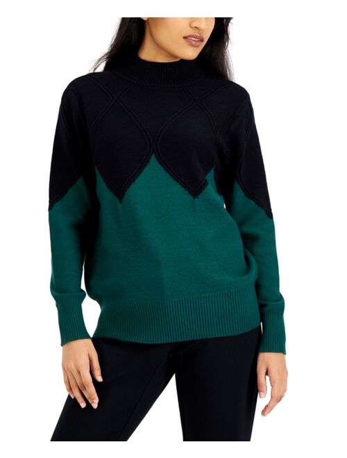 Alfani Colorblocked Mock Neck Sweater, Created for Macy's
