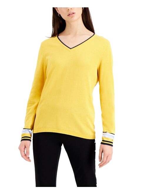 Tommy Hilfiger Cotton Striped-Cuff Sweater