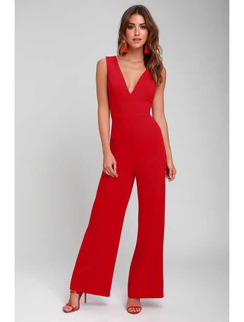 Lulus Ready For It Red Sleeveless Wide-Leg Jumpsuit