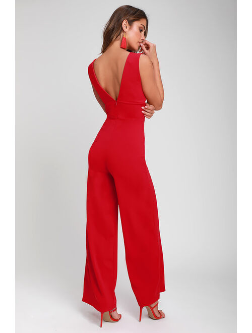 Lulus Ready For It Red Sleeveless Wide-Leg Jumpsuit