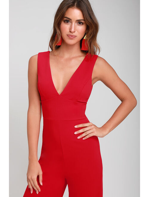 Lulus Ready For It Red Sleeveless Wide-Leg Jumpsuit