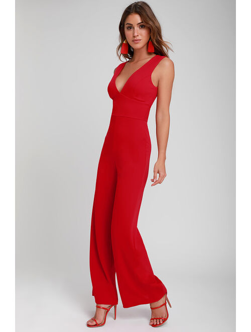 Lulus Ready For It Red Sleeveless Wide-Leg Jumpsuit