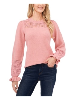 CeCe Cotton Open-Knit Sweater