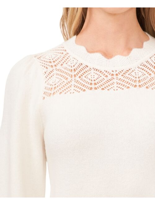 CeCe Cotton Open-Knit Sweater