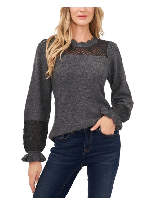 CeCe Cotton Open-Knit Sweater