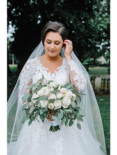 Melisa Plus Size Lace Wedding Dresses for Bride Long Sleeve with Church Train Bridalball Gowns 2022