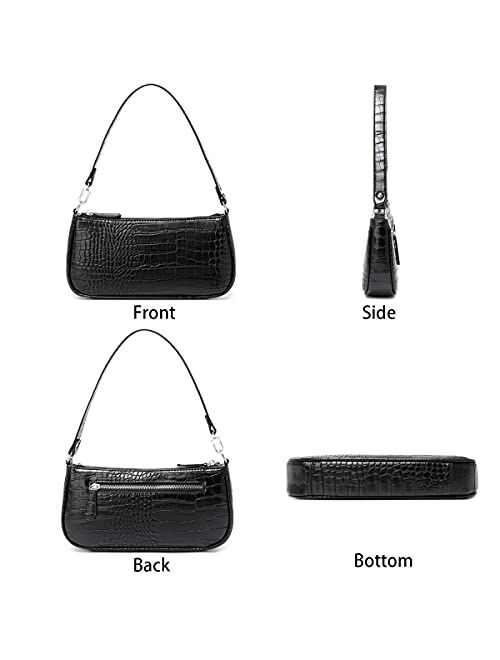 Hroechy Shoulder Bags for Women Small White Purse Y2K Handbag Crocodile Pattern Clutch 90s Purses