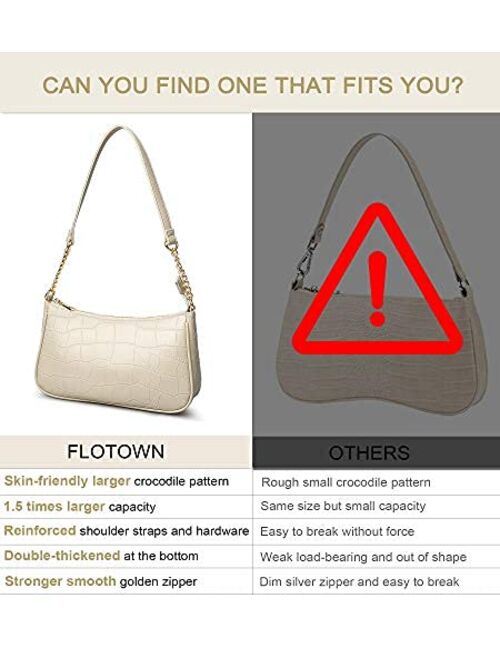 FLOTOWN 90s Retro Shoulder Bag for Women, Vegan Leather Women's Shoulder Handbags, Classic Small Black Purse