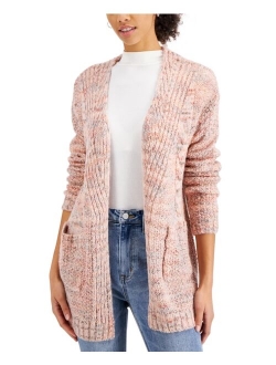 Hooked Up by IOT Juniors' Open-Front Pointelle Cardigan